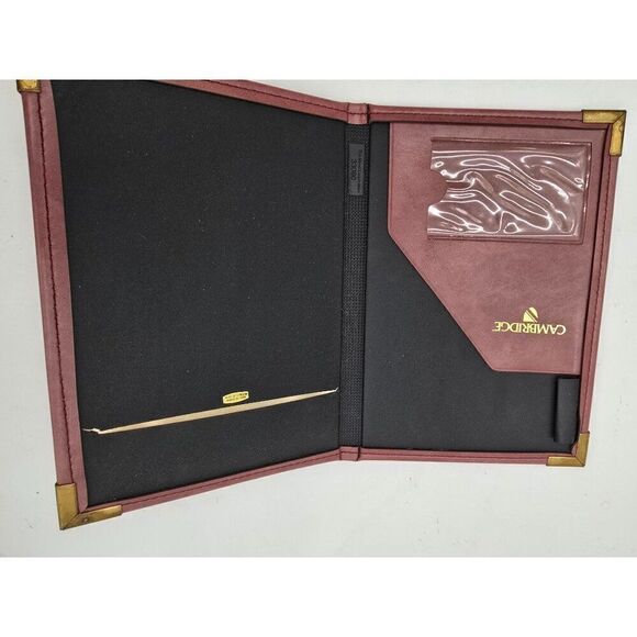 Cambridge Burgundy Leather Portfolio With Brass Accents - Picture 4 of 6